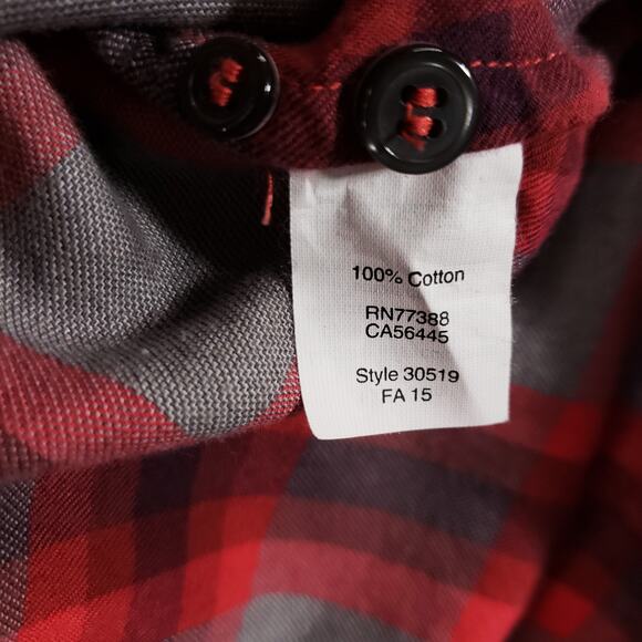 J CREW Flannel Womens Extra Small Red Gray Plaid Long Sleeve Button Up Shirt Top - Picture 7 of 7
